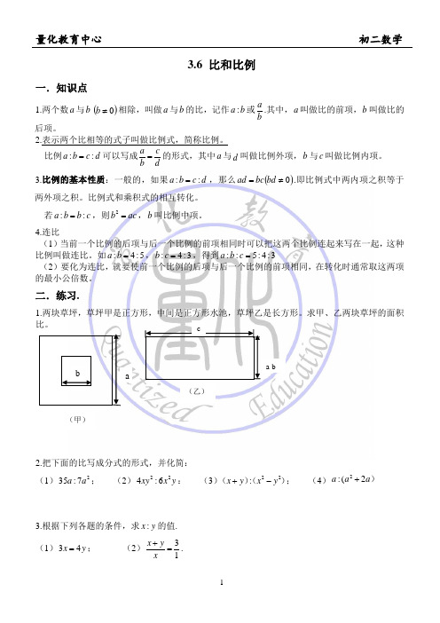 3.6 3.7比和比例 分式方程(3份双面)