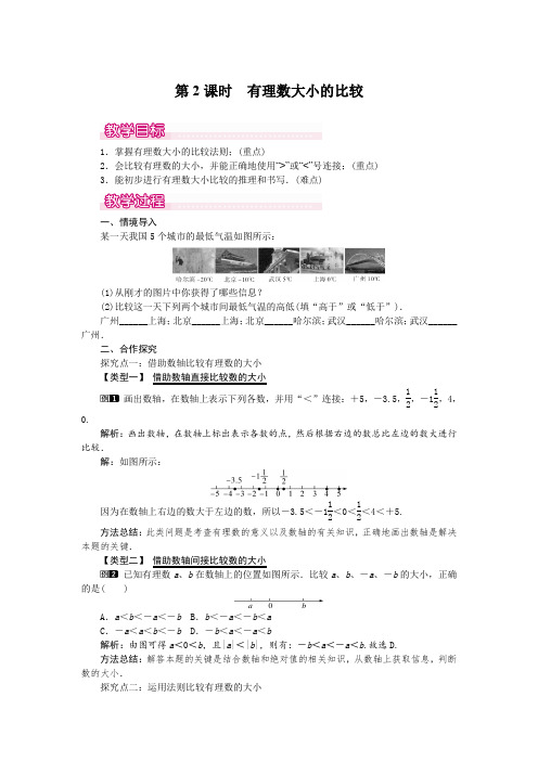 人教版七年级上册数学 1.2.4 第2课时 有理数大小的比较 优秀教案 