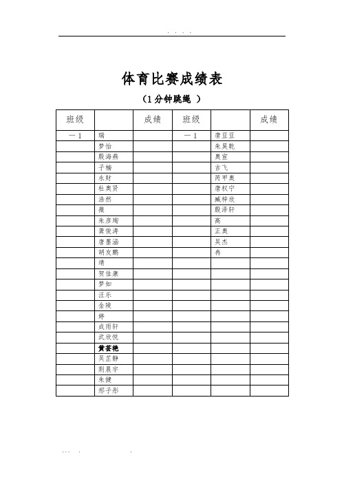 阳光体育比赛表格模板