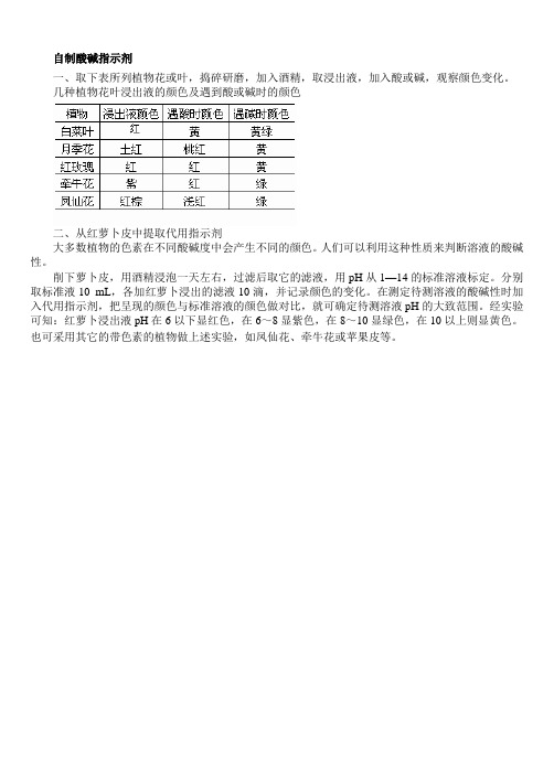 自制酸碱指示剂