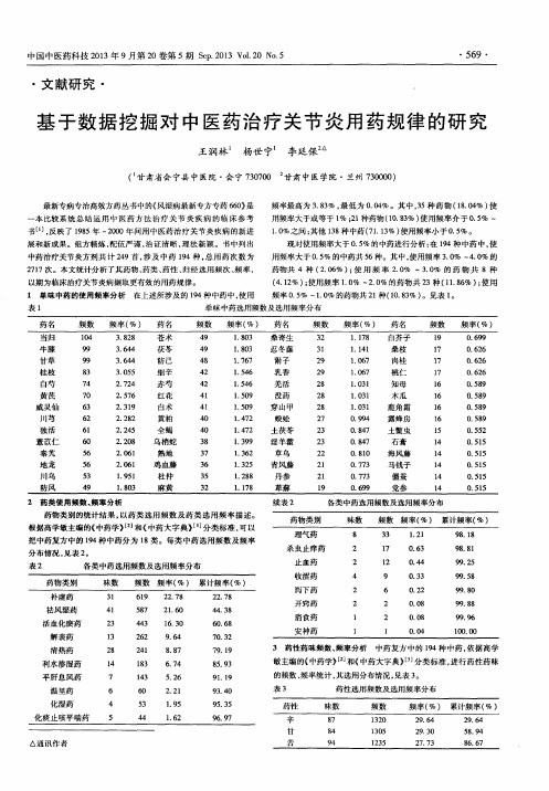 基于数据挖掘对中医药治疗关节炎用药规律的研究