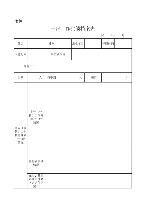 干部工作实绩档案表