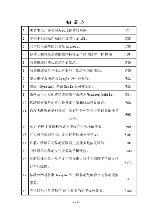 自考12251移动商务应用复习题