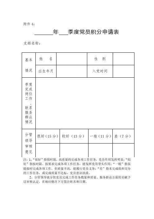 党员积分申请表