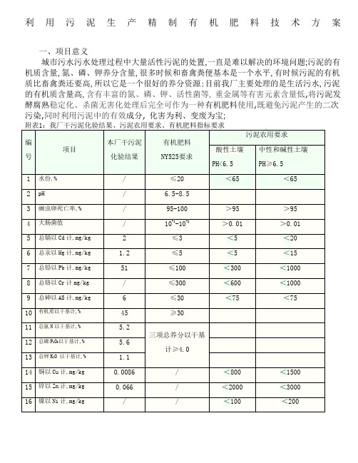 利用污泥生产有机肥技术方案