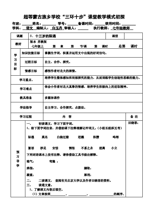 8、十三岁的际遇导学稿