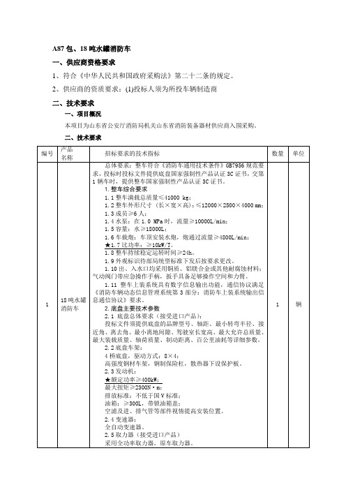 A87包、18吨水罐消防车