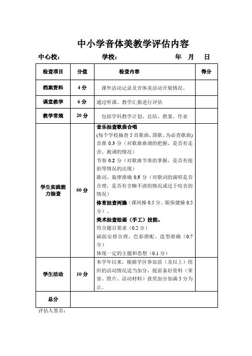 小学音体美教学评估内容doc