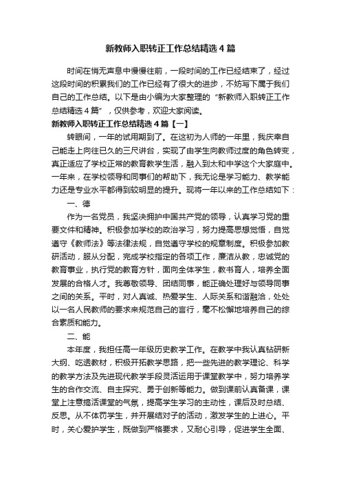 新教师入职转正工作总结精选4篇