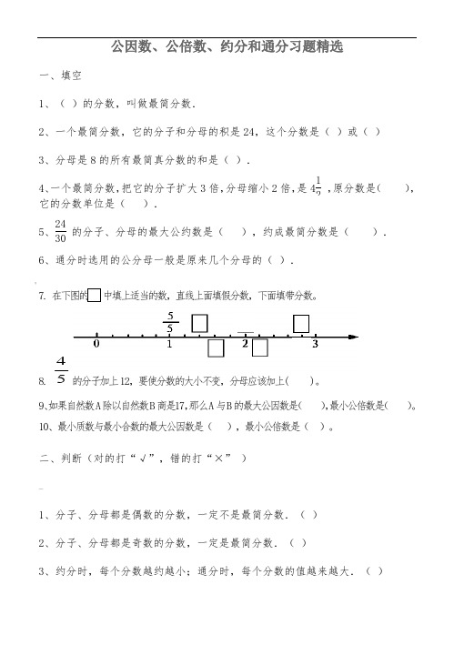 公因数、公倍数、约分和通分习题精选[1]