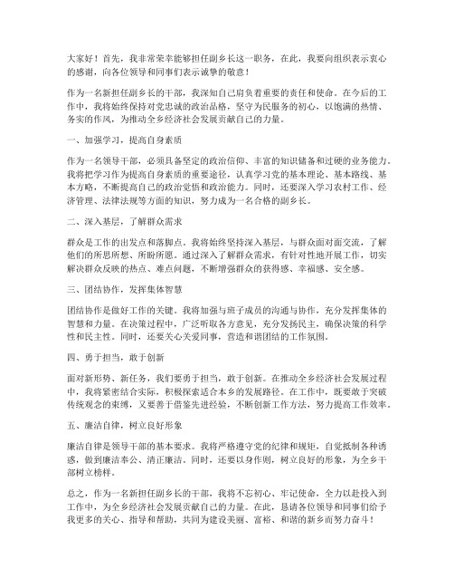 新担任副乡长发言稿范文