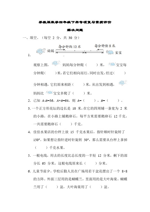 期末专项复习素质评价-解决问题(试题)苏教版数学四年级下册