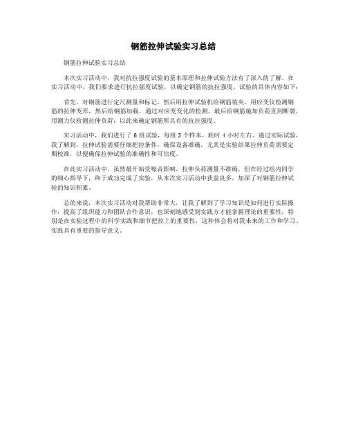 钢筋拉伸试验实习总结