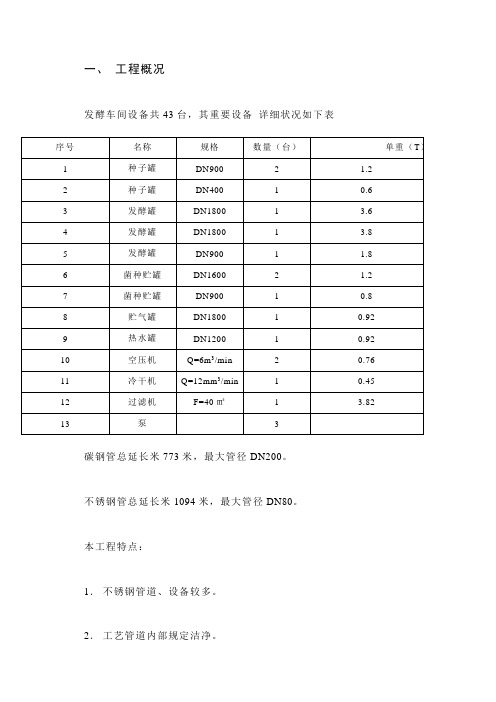 发酵车间管道施工方案