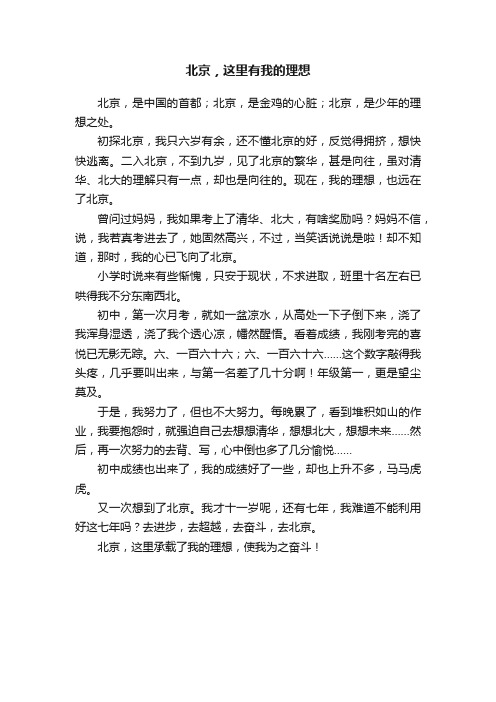 北京，这里有我的理想