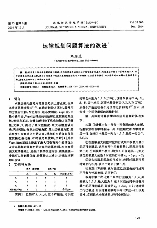 运输规划问题算法的改进