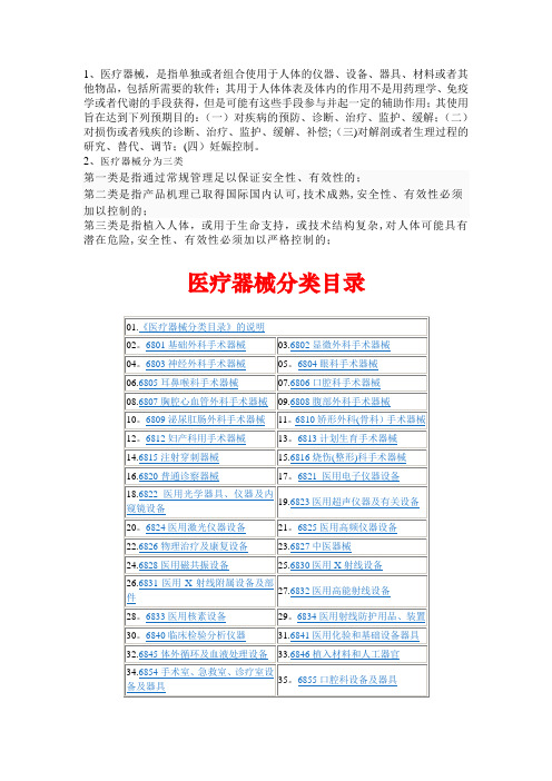 医疗器械基本知识总结