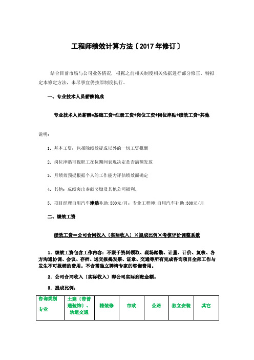 造价咨询公司绩效提成方案