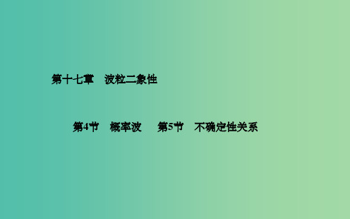 高中物理 第17章 第4、5节 概率波 不确定性关系课件 新人教版选修3-5