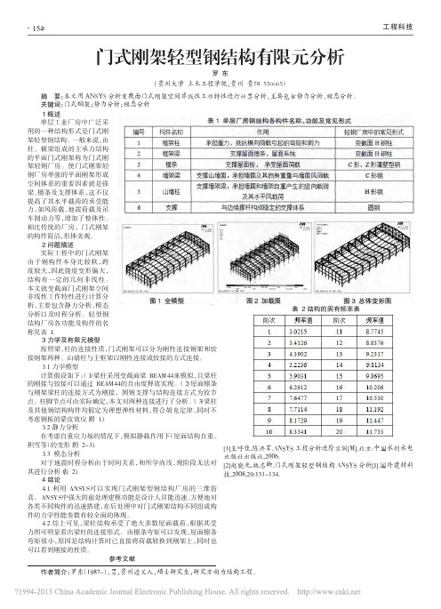 门式刚架轻型钢结构有限元分析