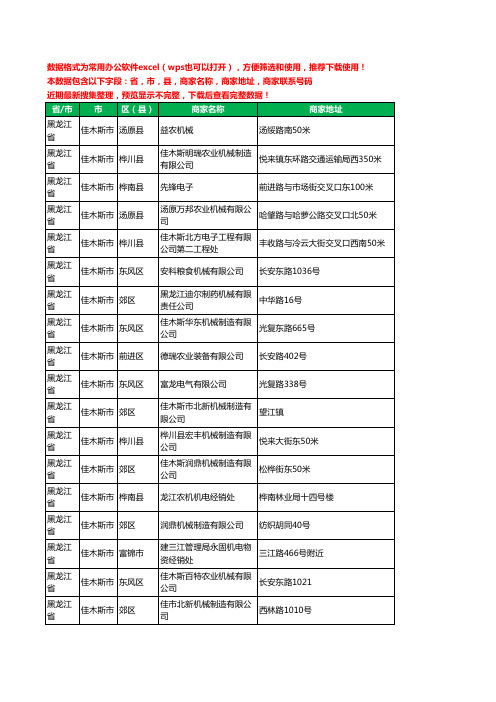 2020新版黑龙江省佳木斯市机械机电工商企业公司商家名录名单黄页联系电话号码地址大全40家