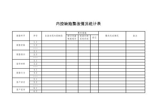 内控缺陷整改情况统计表