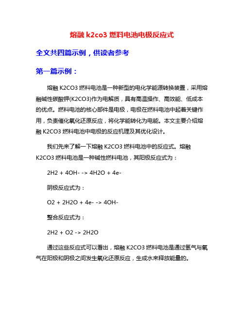 熔融k2co3燃料电池电极反应式