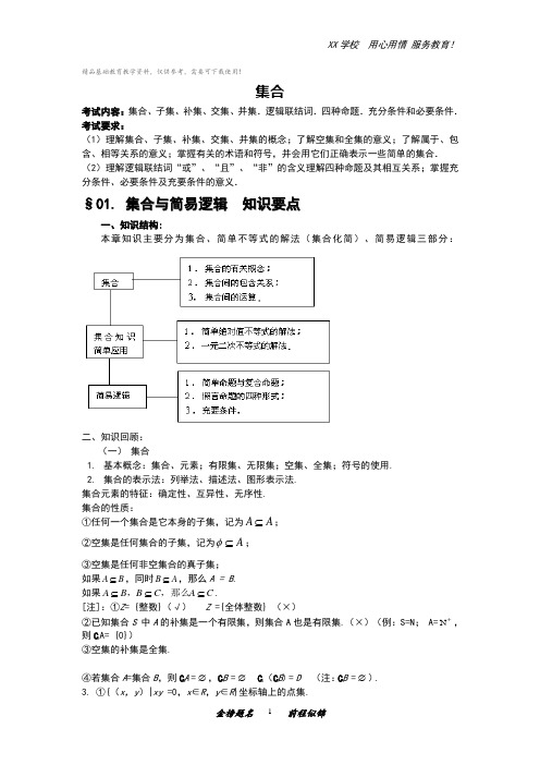 高考数学一轮复习知识点总结集合与函数