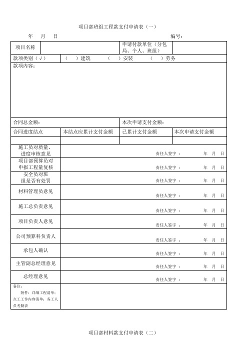 材料款支付申请表