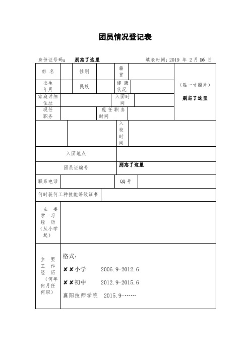 团员信息登记表