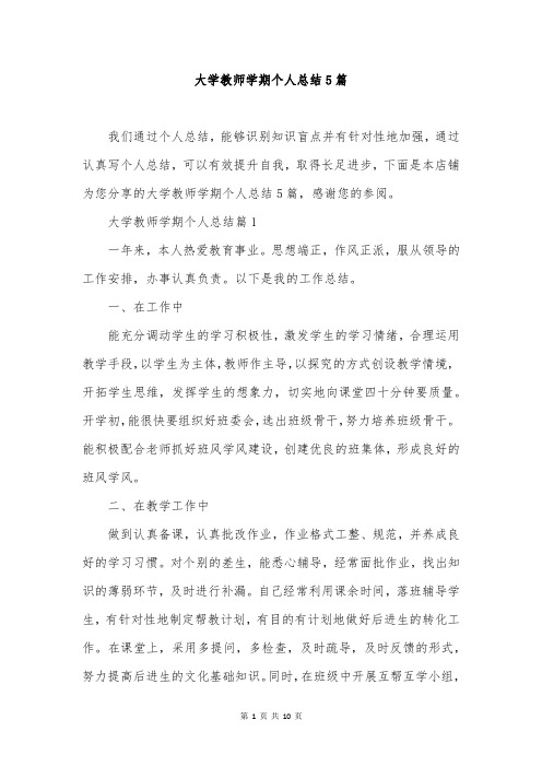 大学教师学期个人总结5篇