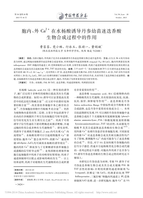 胞内_外Ca_2_在水杨酸诱导丹_省略_幼苗迷迭香酸生物合成过程中的作用_曹蓉蓉