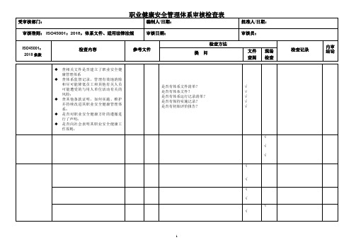 职业健康安全内审检查表