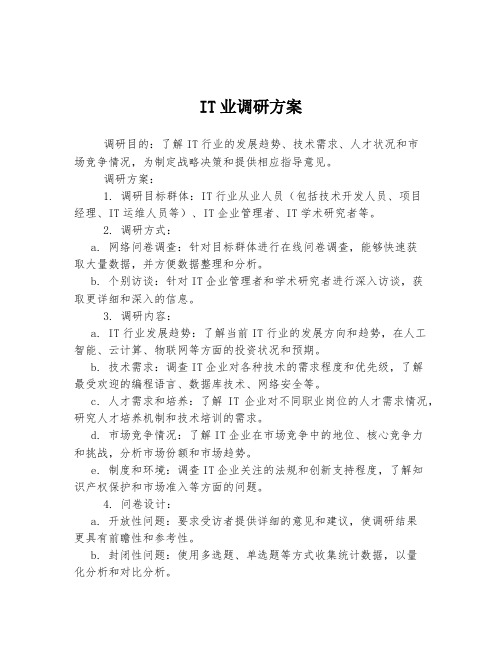 IT业调研方案