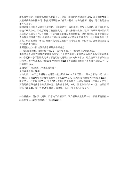 霍斯曼壁挂炉,特价壁挂炉