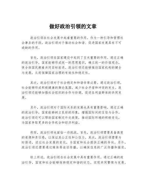 做好政治引领的文章