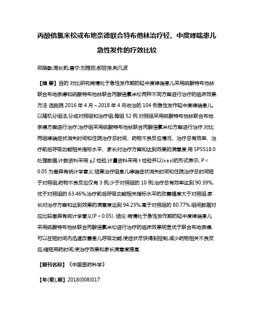 丙酸倍氯米松或布地奈德联合特布他林治疗轻、中度哮喘患儿急性发作的疗效比较