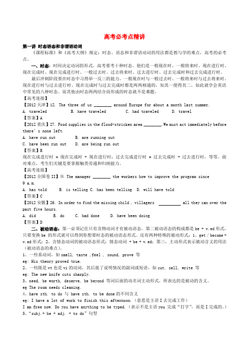 2015年高考英语高考必考点精讲