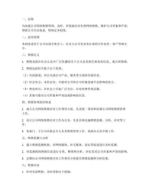 公司网络舆情应对管理制度