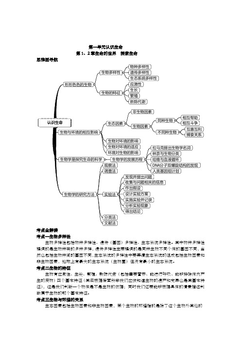 生物学上下册思维导图和知识点 