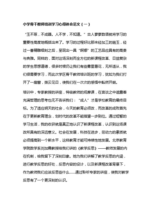 2020小学骨干教师培训学习心得体会范文三篇