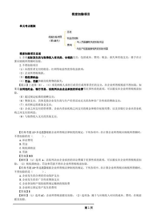 初级经济法税前扣除项目(1)