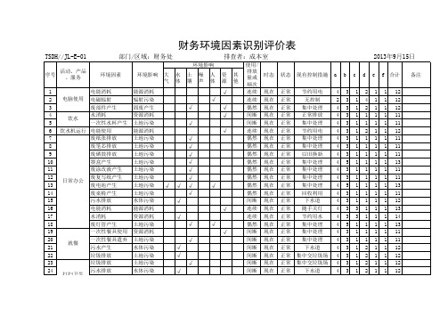 财务环境因素识别评价表(财务)