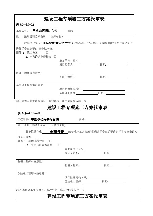 专项施工方案报审表全