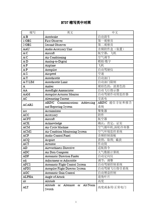 B737缩写中英对照
