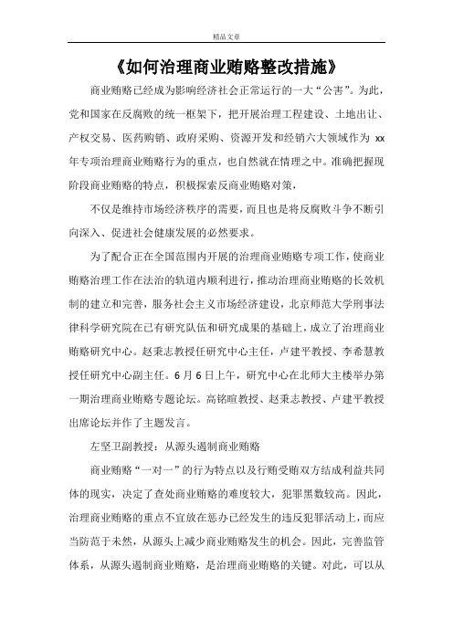 《如何治理商业贿赂整改措施》