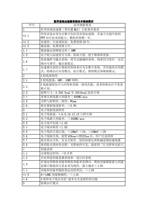 医用直线加速器系统技术规格要求