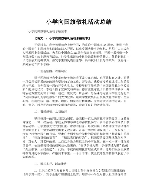 小学向国旗敬礼活动总结