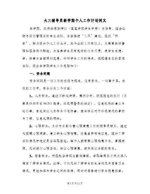 大三辅导员新学期个人工作计划例文（2篇）