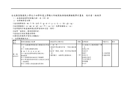 台北县昌隆国民小学九十四学年度上学期六年级闽南语领(精)